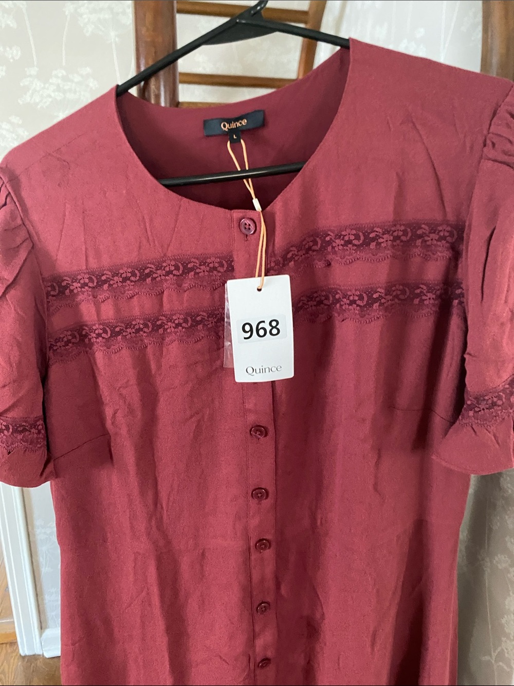 Quince Women's Button-Front Midi Dress in Deep Burgundy - Picture 5 of 9